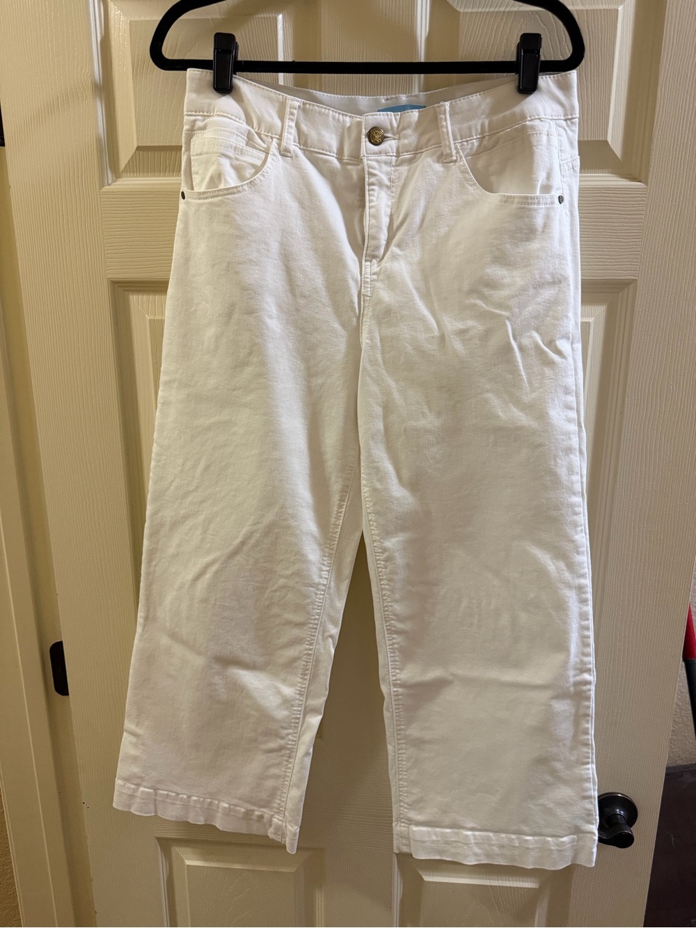 Draper James White Cropped Wide-Leg Pants